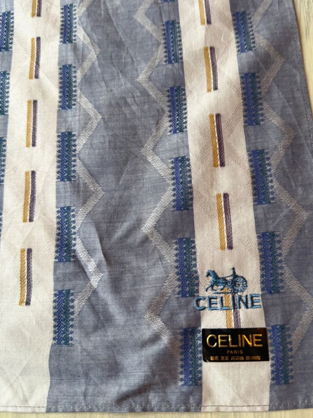 Celine Blue White Striped Silk Hair Bow Scarf Bandana Neckerchief Bag Accessory